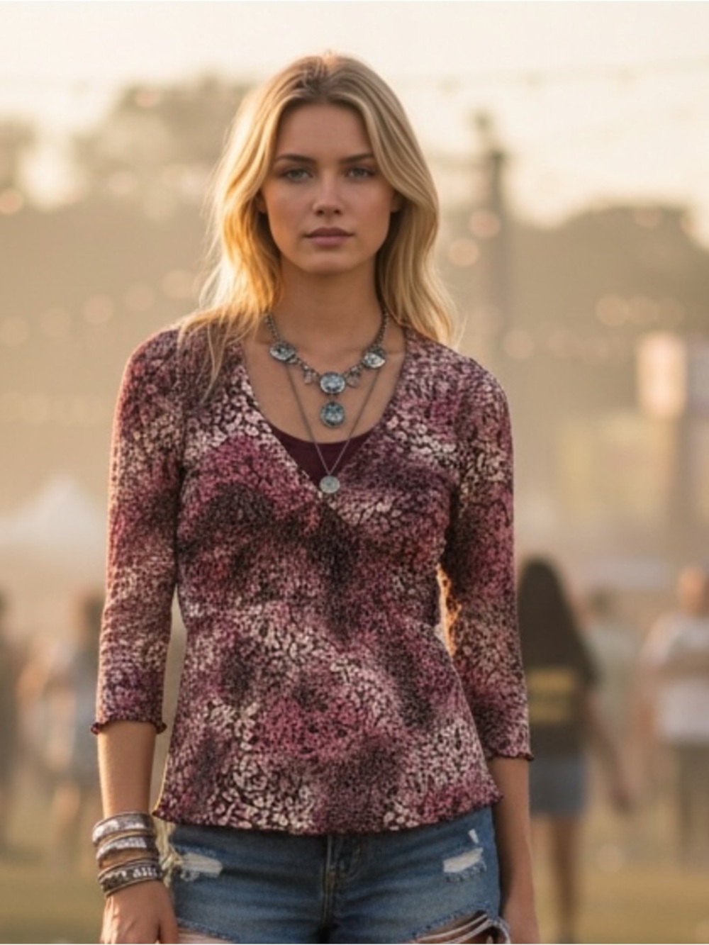 INC Y2K Burgundy Mesh Babydoll Top XS P Floral Fairycore Grunge Indie